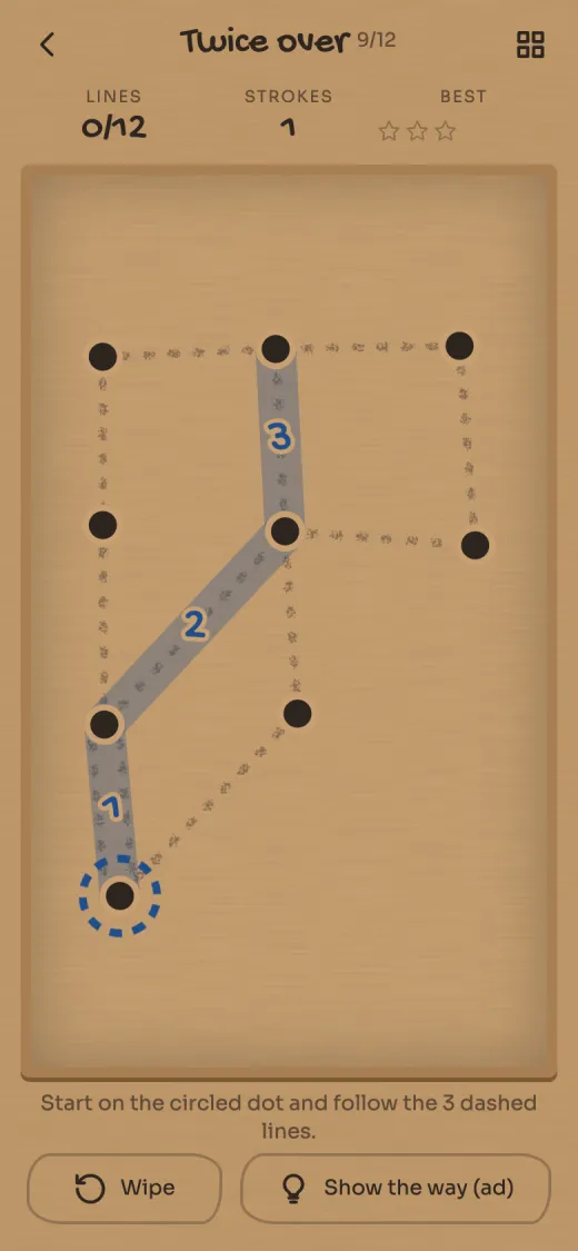 Chalkline in the Kraft paper look, a hint numbering the first three lines of the way through